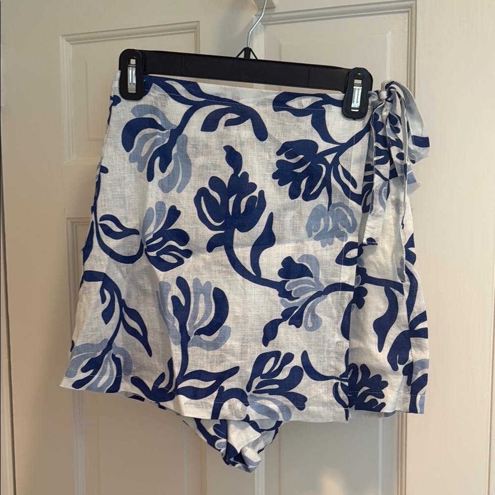 Faithfull the Brand Blue and White Floral Skirt
